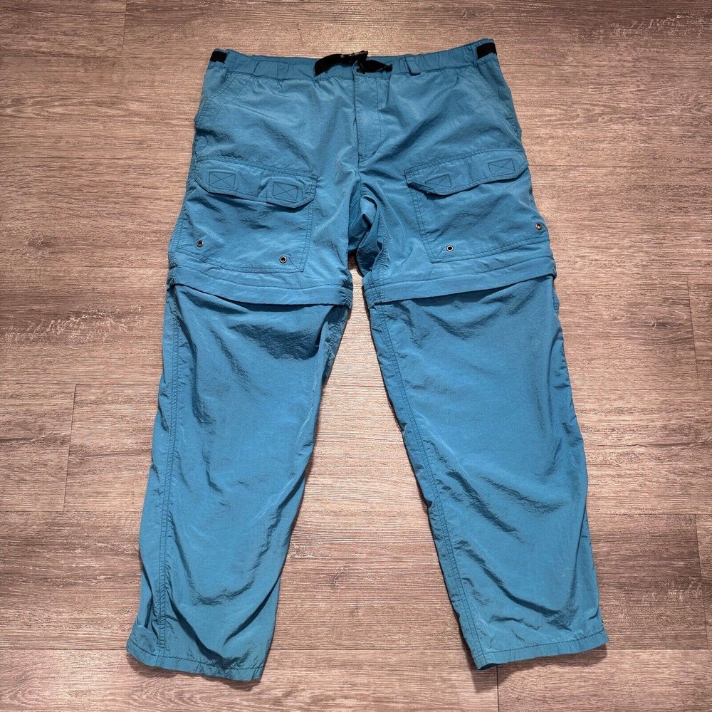 REI Co-Op Pants Mens Medium Blue Convertible Hiking Fishing Belted Relaxed Adult